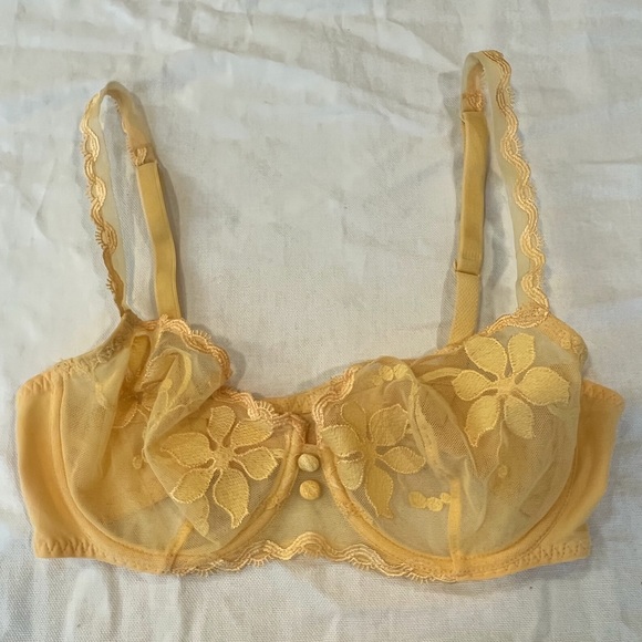 Simone Perele Yellow Lace Unerwire Bra 32D - Picture 4 of 9